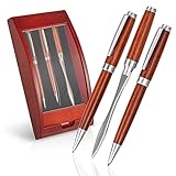 BF Systems Alex Navarre 3 Piece Pen, Pencil and Letter Opener in a Wood and Glass Case