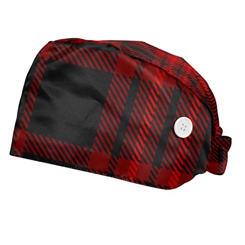 Casquette pour Hommes Femmes Motif Carreaux Rouge - Chapeaux de Travail Confortables (2 Pièces)