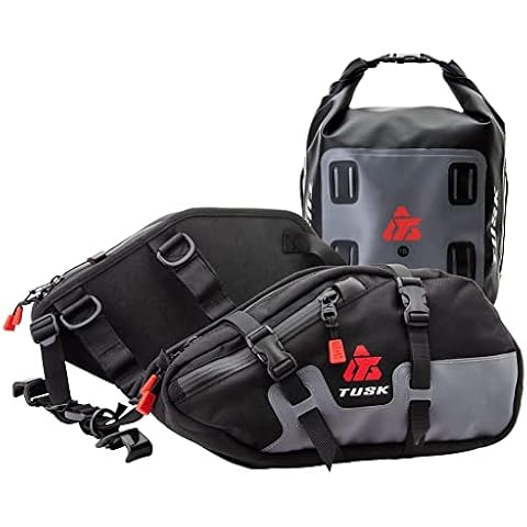 Tusk Traverse Pannier Bags w/X-Small Dry Duffel Tail Bag Black/Grey Cover