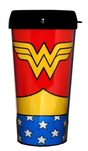 Silver Buffalo Wonder Woman Uniform 16oz Travel Mug with Lid