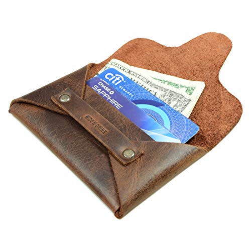 Hide & Drink, Snapless Business Card Holder Handmade From Full Grain Leather : Bourbon Brown #TOP4