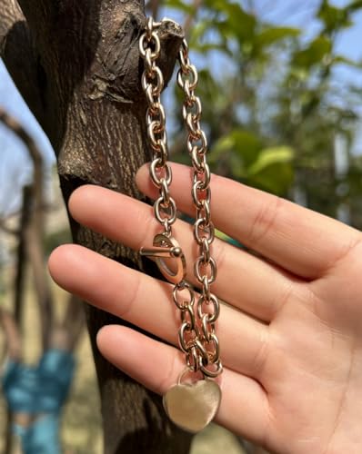 Wanggao Stainless Steel Rose Gold Love Link Chain Blank Heart Charms Bracelet For Women Fits 6.27-7.24'' Wrist Toggle Clasp Closure… thumb #8