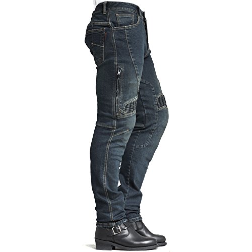 MAXLER JEAN Biker Jeans for men - Slim Straight Fit Motorcycle Riding Pants, 1604 Blue (Size 36)