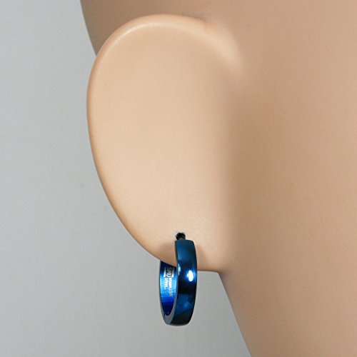 Stainless Steel Curved Face Round Hoop Men Earrings Silver Blue Rose Gold Black 20mm2