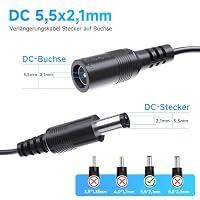 2er-Pack 10 m DC-Verlängerungskabel, reines Kupfer, 12 V DC-Netzteil-Verlängerungskabel, 5,5 mm x 2,1 mm, für Überwachungskameras, Router, LED-Streifen, Drucker, Monitore und mehr – Schwarz – Ansicht 2