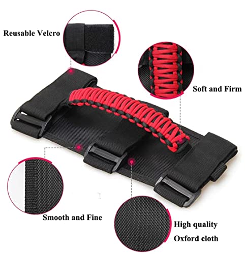 2Pcs Roll Bar Grab Handle Replacement For Hisun Massimo Axis,Coleman,Cfmoto Polaris Rzr,Can Am,Gator,Kawasaki, Wildcat,Yamaha Rhino And Yxz Jk Tj Jl Cj Fits 1.5 To 3 Inches Roll Cage Bars（Red） #TOP2