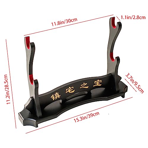 FOXSMZZ Sword Holder Samurai Sword Stand Display Katana Wakizashi Tanto Velvet Padded Wall Hanger Sword Rack (2-Tier) - Image 2