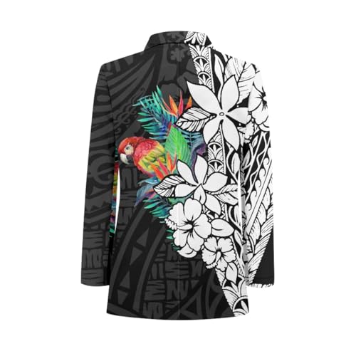 ENLACHIC Men's Casual Blazer Jackets Polynesian Floral Printed Long Sleeve Lapel One Button Business Suit Jacket2