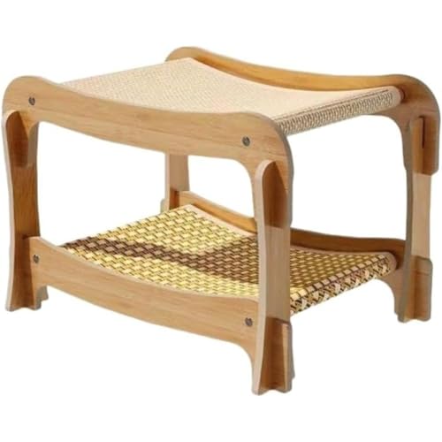 MsiDtsoy 猫用爪とぎベッド ラウンジ 二段ベッド 大型 通気 夏用爪研ぎ つめとぎ 木製 猫用 一体型 2段式キャットハンモック キャットベッドペット 猫用ハウス コンドミニアム 睡眠 休憩 日光浴 サイザル麻 爪とぎマット (L:ベーシックな二段