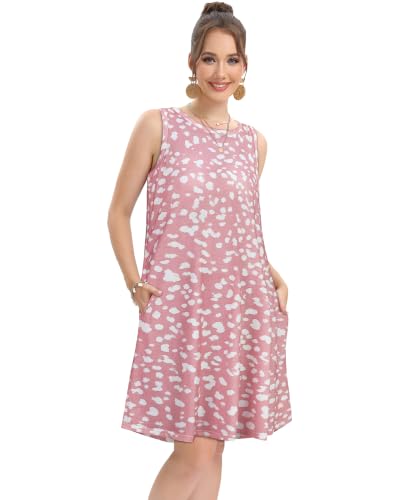 Image of elescat Women's Summer Dresses Casual Sleeveless Loose Sundress with Pocket