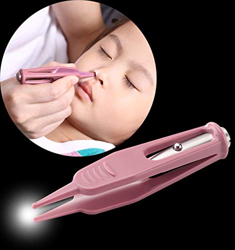 Image of Infant Nose Cleaning Tweezer with LED Light Round-Head Safe and Effective Clip Care Ear Nose Navel Clean Tool Nipper Plier Pincet Forceps for Relieves Stuffy Nose (Pack of 3)