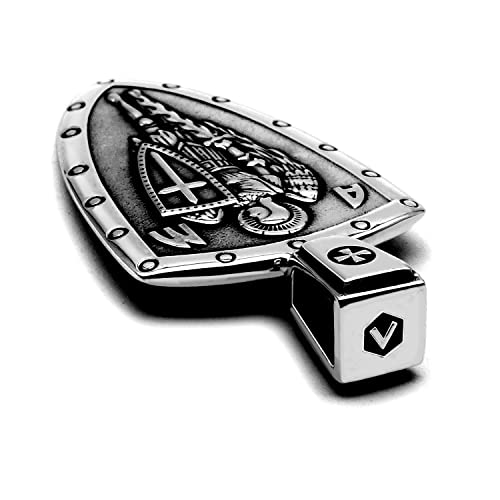 Venicebee Archangel St. Michael Saint Medal Shield Cross Sword Guardian Angel Protection Christian Amulet Solid 925 Sterling Silver Pendant Necklace, 24" Inch Box Chain, Black Velvet Pouch, Polishing Cloth, Fine Jewelry Gift Box #TOP3