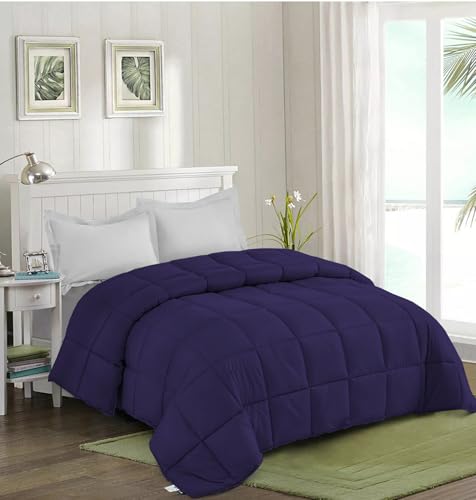 Image of Quilt for All Season 150 GSM Comforter Duvet /Ac Blanket King Size Bed Soft Microfiber Lightweight (90 inch X 106 inch Inches) - King Size Bed Comforter - Navy Blue Color