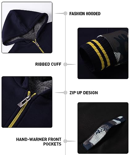 Image of GEEK LIGHTING Boys Sherpa Lined Hoodie Kids Fleece Sweatshirt Full Zip Hooded Jacket