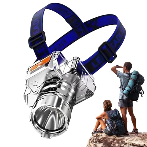 Linterna de cabeza, luz de casco, linterna de cabeza recargable, linterna frontal súper brillante, 3 modos de lámpara impermeable con sensor de movimiento para acampar al aire libre, senderismo