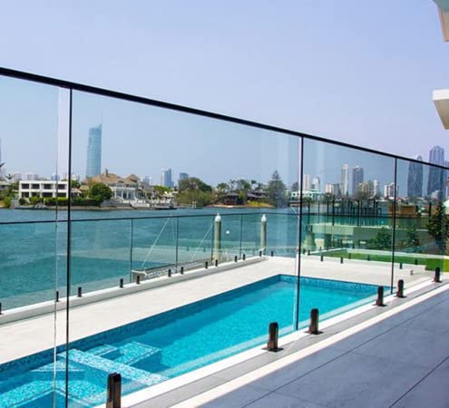 Miniatura 9 de LukLoy - Espita de vidrio para valla de piscina SS2205 de grado marino, soporte de abrazadera de barandilla de vidrio negro mate para terraza,