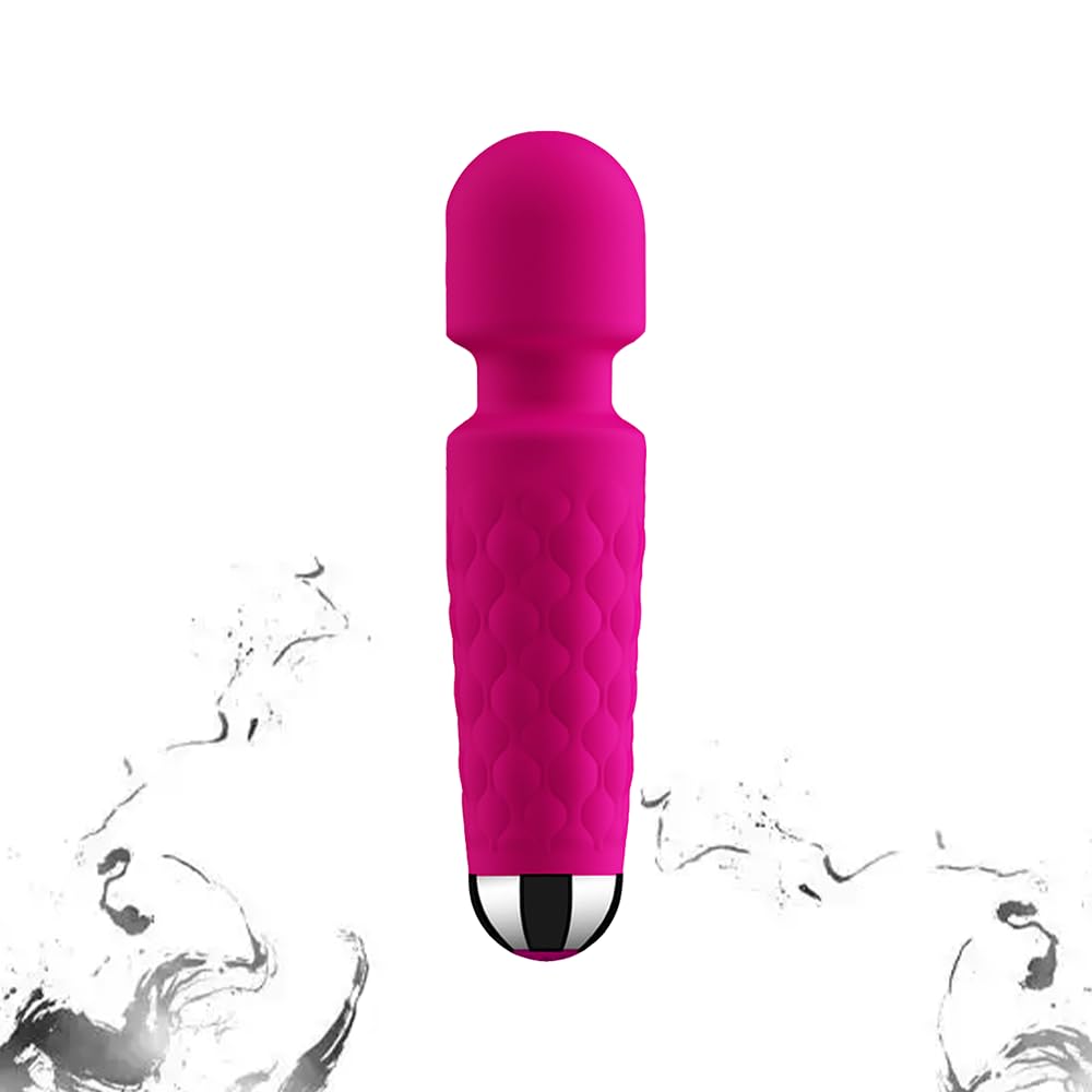 LUMIO Handdhed Relaxation Mini Massager Rechargeable - 9 Speeds 19 Modes - Portable Small Massager to Relax Back - Foot - Arm Muscle, Rose Red