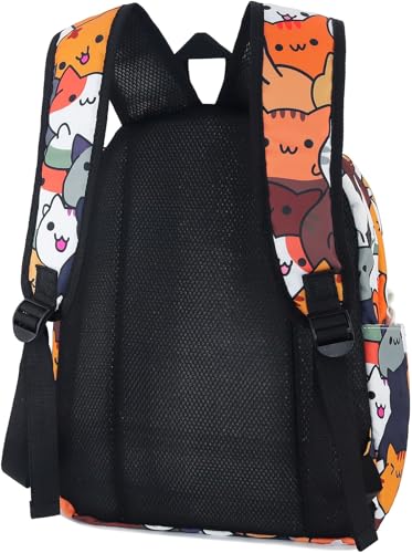 Cartoon 15.6 in Laptop Backpack All Over Print Cute Cat 16L Travel Backpack Casual Nylon Kitty Daypack Lolita Shoulder Bag Overnight Bag4