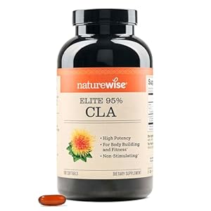 NatureWise CLA 1300 – 95% Active Conjugated Linoleic Acid for Women and Men, Not Stimulating, Supports Weight & Fitness Goals – Non-GMO, Gluten Free – 180 Softgels[2-Month Supply]
