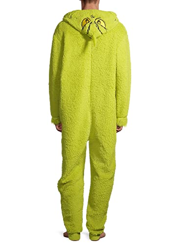 The Grinch Men's Fuzzy Plush Warm Holiday Hooded Union Suit Pajamas3