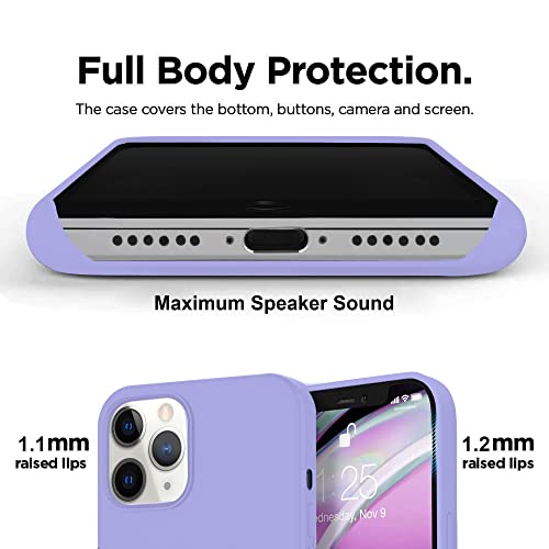 Image of VONZEE Microfiber Logo Cut Compatible for iPhone 12 Pro Max Case Liquid Silicone Cases Non-Slip Full Body 4 Layer Protectives Shockproof Back with High Raised Camera Lips Purple