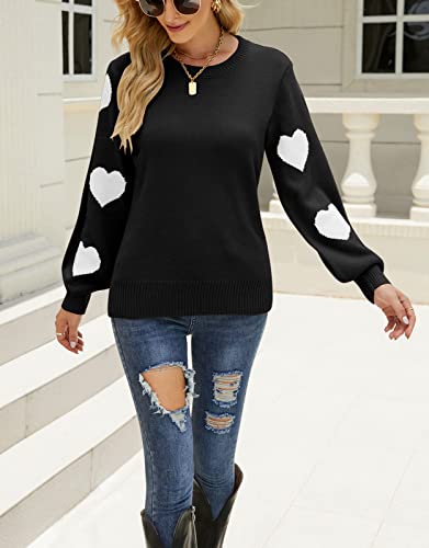Image of Women's Pullover Sweaters Cute Multi-Hearts Knitted Casual Sweater