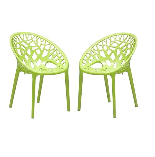 Image of SkyGlamour Crystal PP Oversized Designer Plastic Chair for Balcony | Garden | Home | Indoor&Outdoor Use| Plastic Chair Set of 2 |Color: Lime Green; Set of 2 Chairs