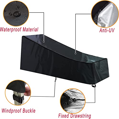 اغطية كراسي الشاطئ مقاومة للماء من قطعتين مصنوعة من مادة 210D متينة للحديقة في الهواء الطلق، غطاء سرير الشمس مقاوم للماء والاشعة فوق البنفسجية مع شنطة تخزين (210 × 75 × 40 / 80 سم)