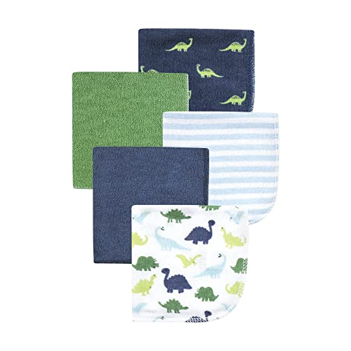 Image of Hudson Baby Unisex Baby Animal Hooded Towel 3pk and 15 Washcloths, Dinosaur, One Size