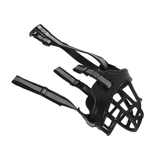 Abaodam Comfortable Dog Muzzle Breathable Dog Mouth Cover for Dogs Prevents Barking Biting Durable Material Hollow Design for Drinking Reflective Strap