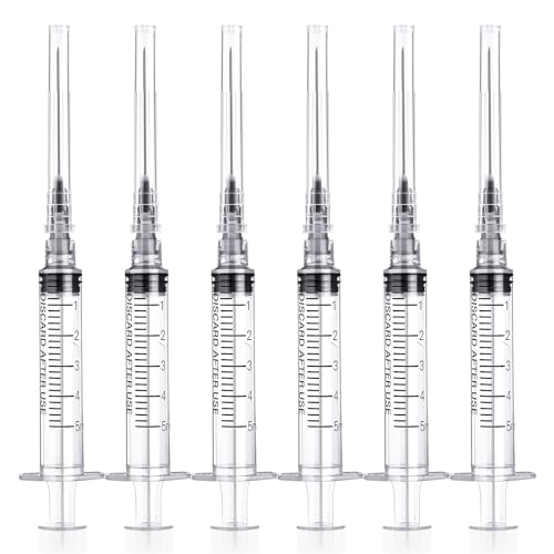 Image of 5ml Syringe 22 Gauge 1.2 inch Needle Lab Disposable Sample Syringes, 20 Pack