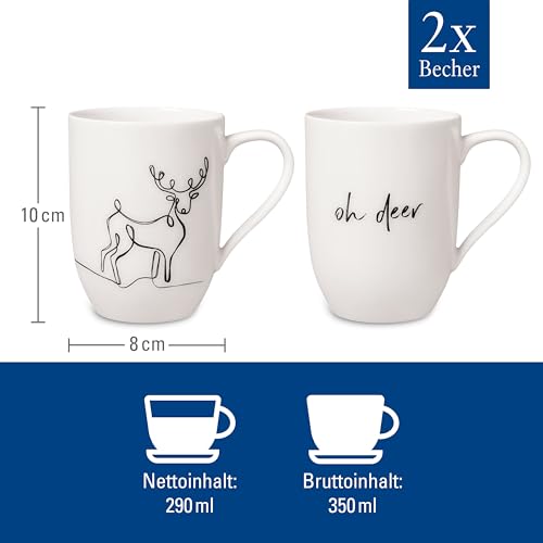 Villeroy & Boch – Statement Tassen Set "Rentier" 2 teilig Weihnachten, Weiß, Schwarz, Spülmaschinenfest, Mikrowellensicher, Geschenkset Tassen Weihnachten, Weihnachtstassen Rentier, Premium Porzellan – Bild 5