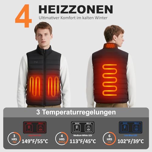 seenlast seenlast Beheizbare Weste, Heizweste Herren mit powerbank 10000 mAh, Weste Beheizbar Thermoweste Wärmeweste Herren Damen mit 3 Stufen Temperatur, 4 Heizzone, Maschinenwaschbar - Produktansicht 3 | TV | Video | Foto