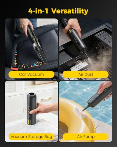Image of Mr.ego Handheld Car Vacuum Portable Cordless, 26000Pa High-Power Vacuum & Air Duster with Green LED Light, Multi-Nozzles, Brushless Motor & Washable Filter for Car, Home, Keyboards