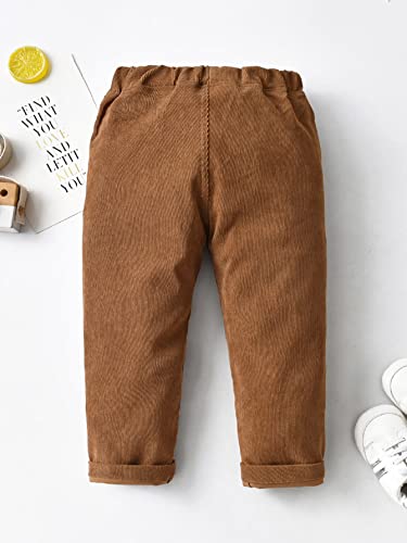 Floerns Boy's Casual Elastic Waist Tapered Trousers Long Corduroy Pants2