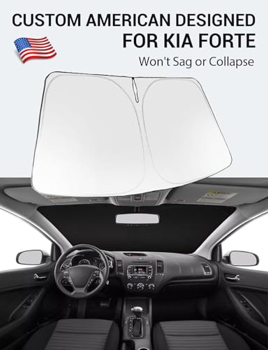 Image of Proadsy 2026 Upgrade Windshield Sun Shade Custom Fit 2014-2018 Kia Forte Foldable Front Sunshade Protector Sun Visor Blocks UV Rays Keep Car Cooler