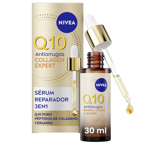 NIVEA Q10 Antiarrugas Collagen Expert - Crema Facial Rica Día y Noche - Mejora la Flacidez en 7 Días - Q10, Péptidos de Colágeno y Ceramida - Arrugas Profundas - Piel Muy Seca y Flácida - 30 ml