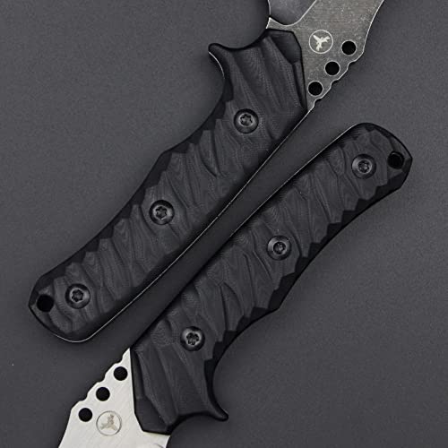 LENGREN 10.2" Tactics Fixed Blade Sharp Knife Sleipner Steel G10 Handle, Full Tang,Hunting Tool,Outdoor Bushcraft Knife,Camping EDC Tools,Gift Box,Kydex Sheaths (White)