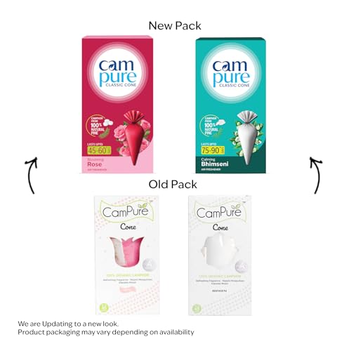 Image of CamPure Camphor Cone (1 Rose + 1 Bhimseni) Pack Of 2-100% Organic | Air Freshener For Car, Wardrobe, Office Cabin's, Drawers, Travel Bag & Bathroom