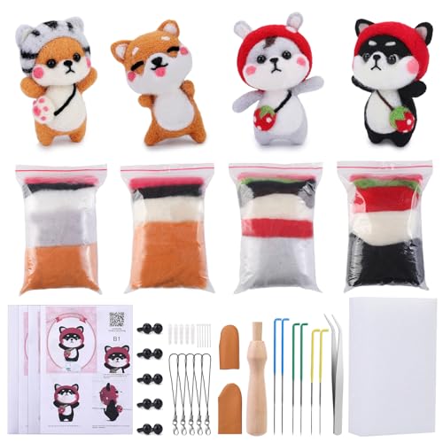 Needle Felting Kit for Beginners, Needle Felting Starter Kit with 6 Pcs Colorful Needle Felting Needles and Instructions, Wool Felting...
