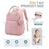 MOONBABY Diaper Bag Backpack, Baby Diaper Bags with Portable Changing Pad and Pacifier Case, Multifunctional Travel Diaper Backpacks, Unisex Baby Bags, Pink