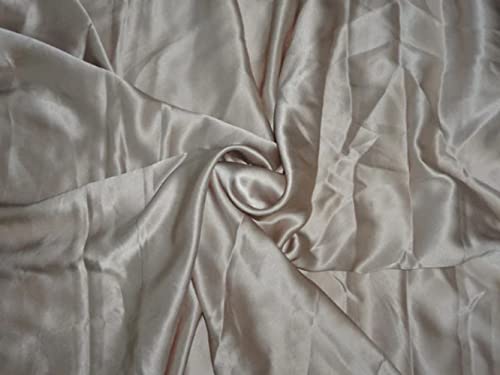 Tissu satiné 100 % pure soie beige de 111,8 cm de large au mètre