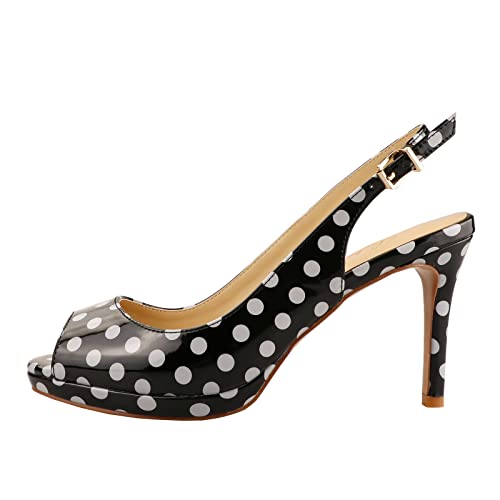 Lutalica W Women's Patent Leather Comfort Platform High Heel Slingback Sandals Sexy Peep Toe Stiletto High Heel Pumps2