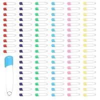 Bunte Windel Sicherheitsnadeln, 100 Stück Safety Pins,Windel Push-in Pins, Sicherheitssperre Edelstahl Kunststoff Kopf Sicherheitsnadeln, für Terry Quadrate, Flach und Prefold Windeln