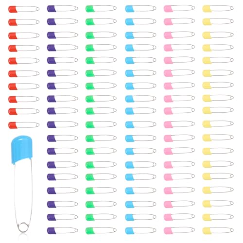 DWFEYOI - Épingle à Nourrice, 100 Pièces Acier Inoxydable pour Bébé avec Fermeture Verrouillable Épingles à Couches sans Danger, pour Les Lingettes de Salive,Les Couches et Les Vêtements