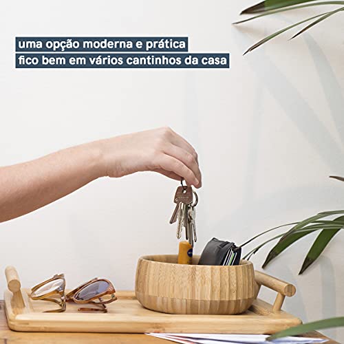 BANDEJA DE BAMBU RETANGULAR COM ALÇAS - OIKOS
