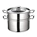 Vaporera/Olla De Sopa, 2 Pisos Catering Comercial/Hogar Vaporera De Acero Inoxidable 201, Adecuada para Estufa De Gas/Cocina De Inducción (22-28 Cm) Olla (Size : 24Cm) (24Cm)