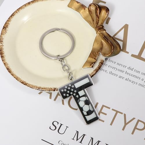 Bag Charms Initial A-Z Letter Keychain Bag Charm Soccer Keychain for Handbags Sports Bag