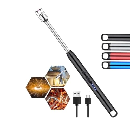 Image of Light Arc, Electric Lighter, USB Rechargeable Electric LED Display Stick Lighter with Long Flexible Neck Suitable for Kitchen, Lights, Gas Stoves, Barbecue (Red)