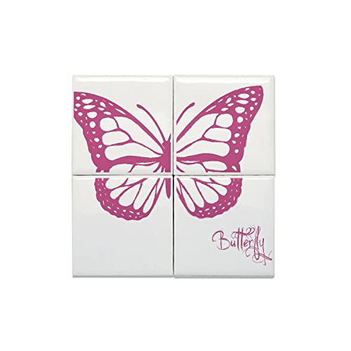 Carreaux céramique papillon rose de 15,2 cm pour décoration murale